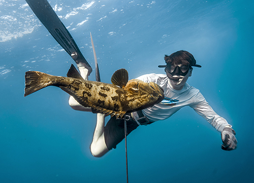 Hawaiian sling fishing